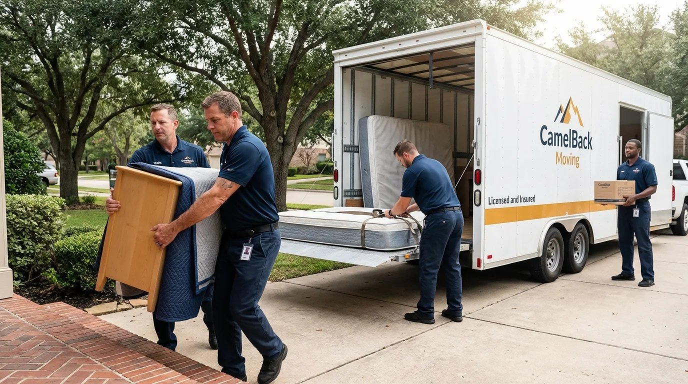 Crew loading residential truck for cross-state move from Walnut Grove, MS